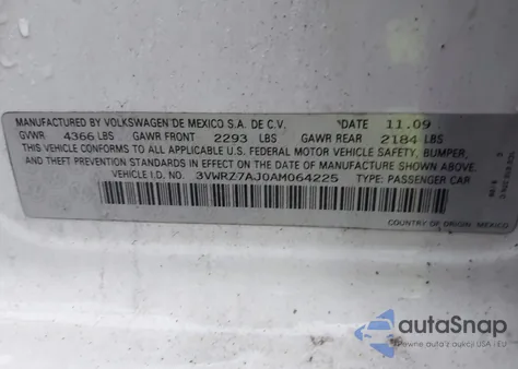 2010 Volkswagen Jetta Limited Edition/Se/Sel from USA, damaged, VIN 3VWRZ7AJ0AM064225